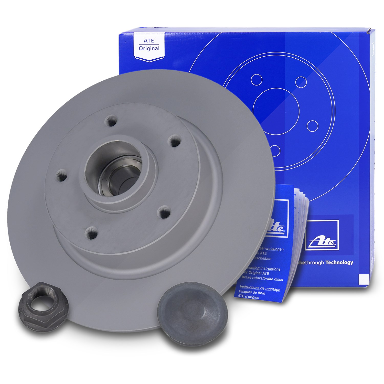 Ate 1x Bremsscheibe voll mit Radlager mit ABS-Ring hinten [Hersteller-Nr. 24.0108-0118.2] für Renault