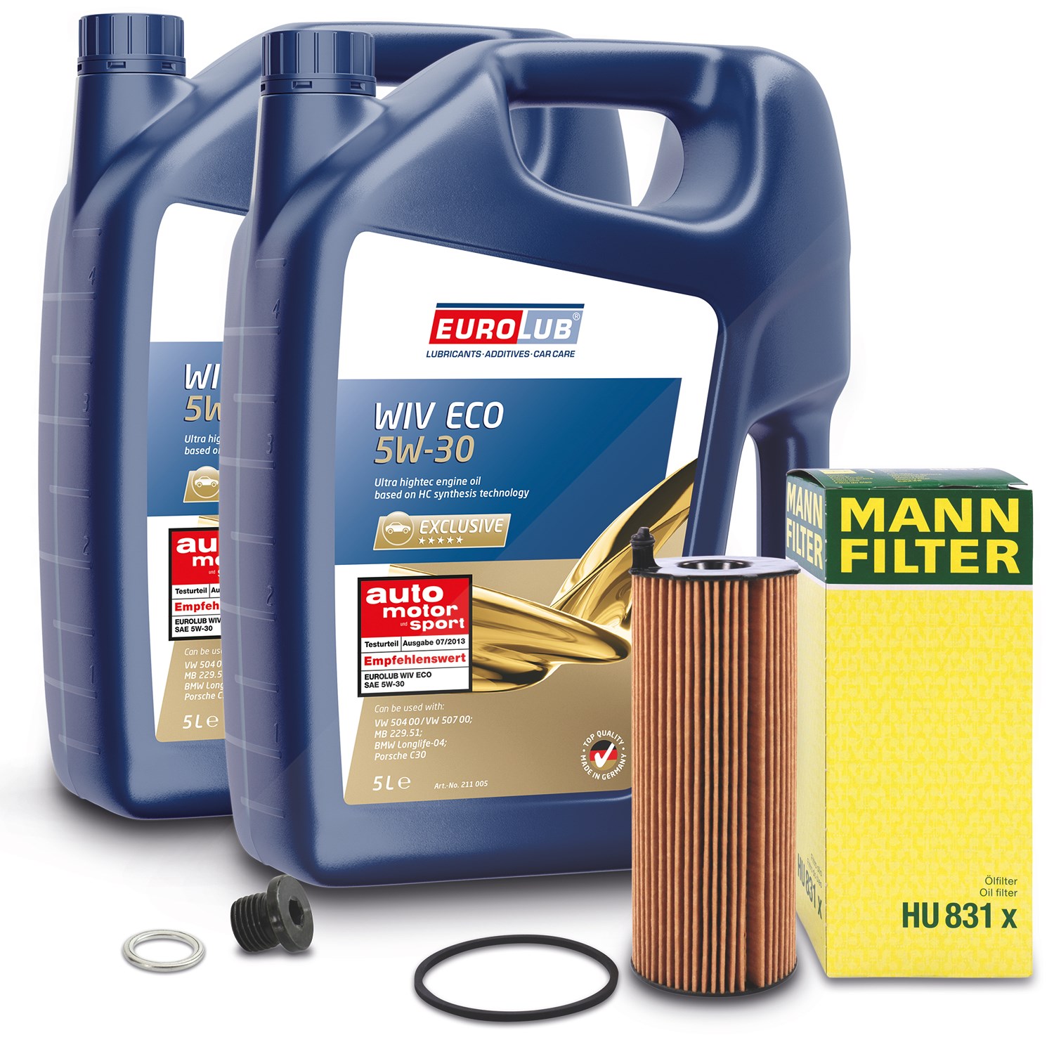 Mann-filter Ölfilter+Schraube+10L EUROLUB WIV ECO SAE 5W-30 [Hersteller-Nr. 10493174] für Audi, VW