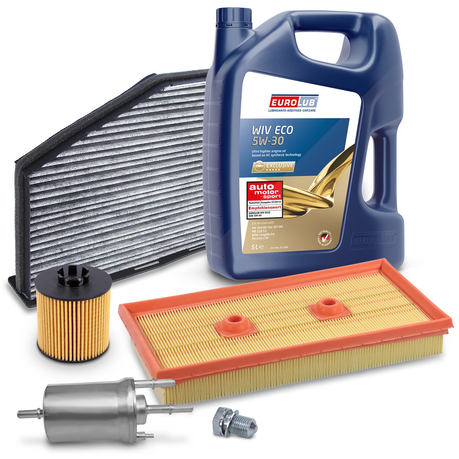 Bestprice Inspektionspaket Filtersatz SET B + 5l ÖL [Hersteller-Nr. 40207447] für Audi, VW, Skoda