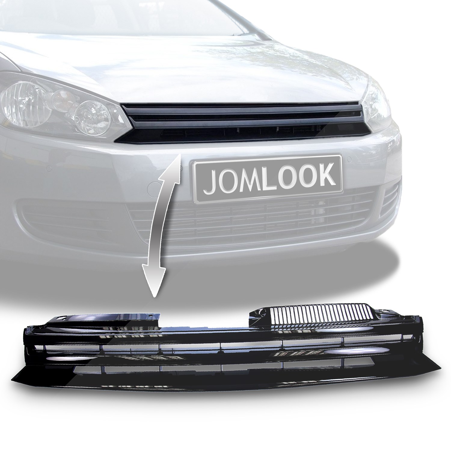 Jom Kühlergrill für VW Golf 6 schwarz ohne Emblem [Hersteller-Nr. 1L0853653JOE] für VW