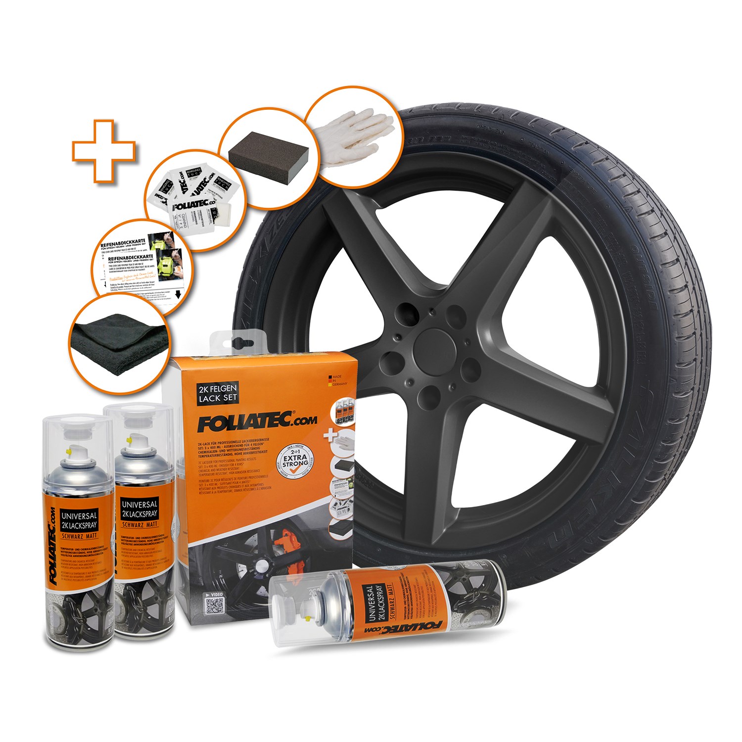 Foliatec Felgen 2K Lack Set, schwarz matt [Hersteller-Nr. 2350]