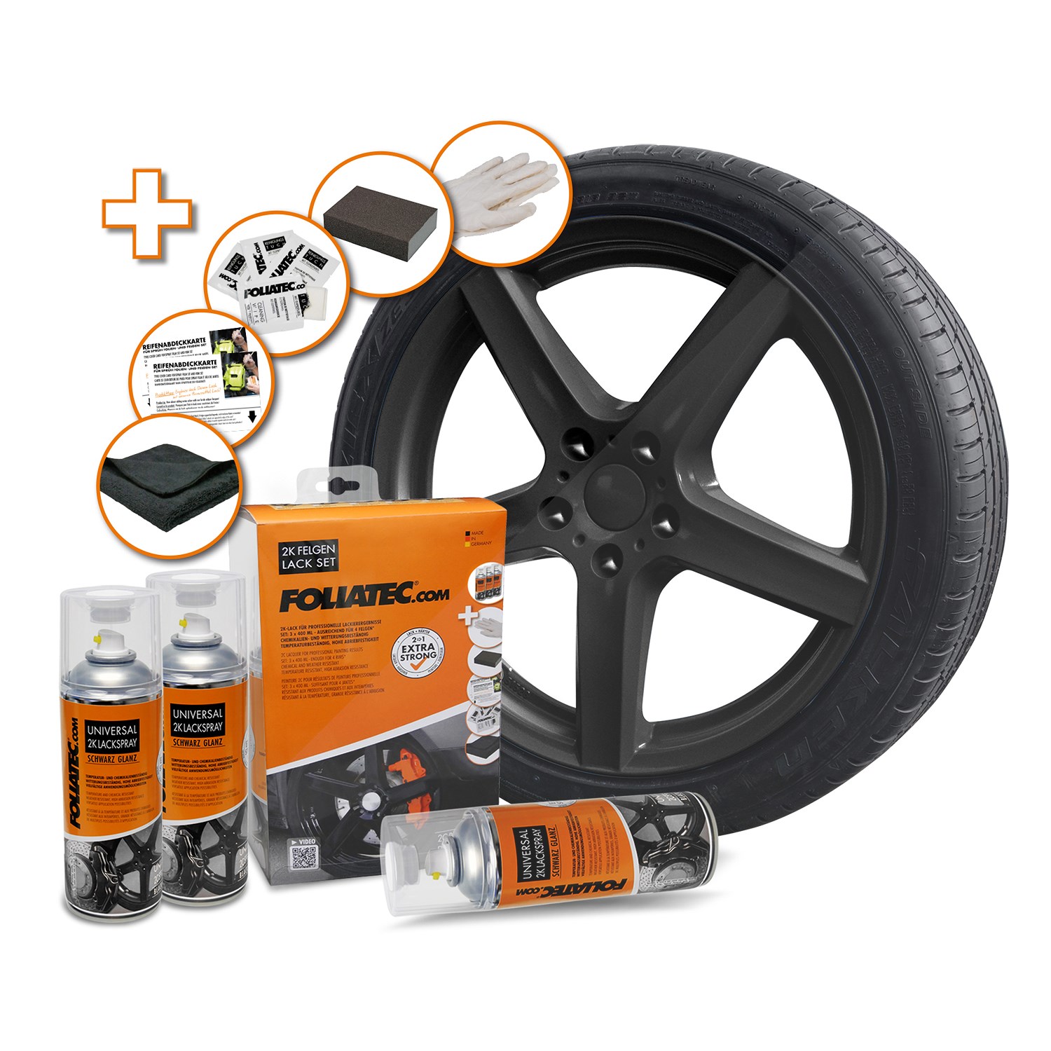 Foliatec Felgen 2K Lack Set, schwarz glänzend [Hersteller-Nr. 2351]