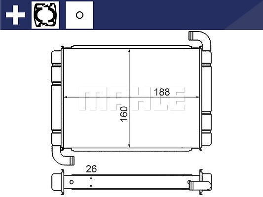 Mahle Wärmetauscher, Innenraumheizung [Hersteller-Nr. AH9000S] für Opel, Alfa Romeo, Peugeot, Fiat, Vauxhall, Abarth, Citroën