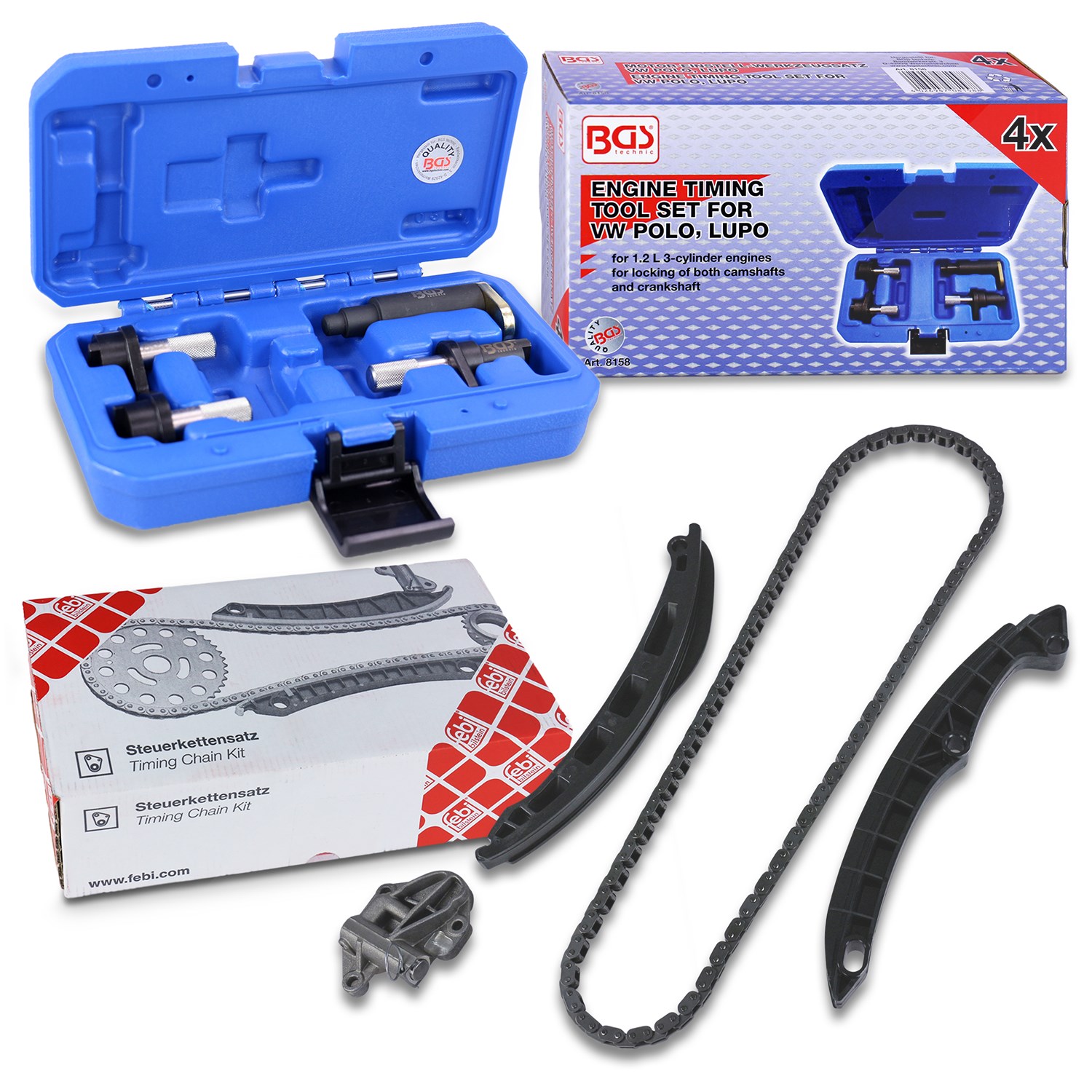 Febi Bilstein Steuerkettensatz + Motor - Einstellwerkzeugsatz [Hersteller-Nr. 40379093] für Seat, VW, Skoda
