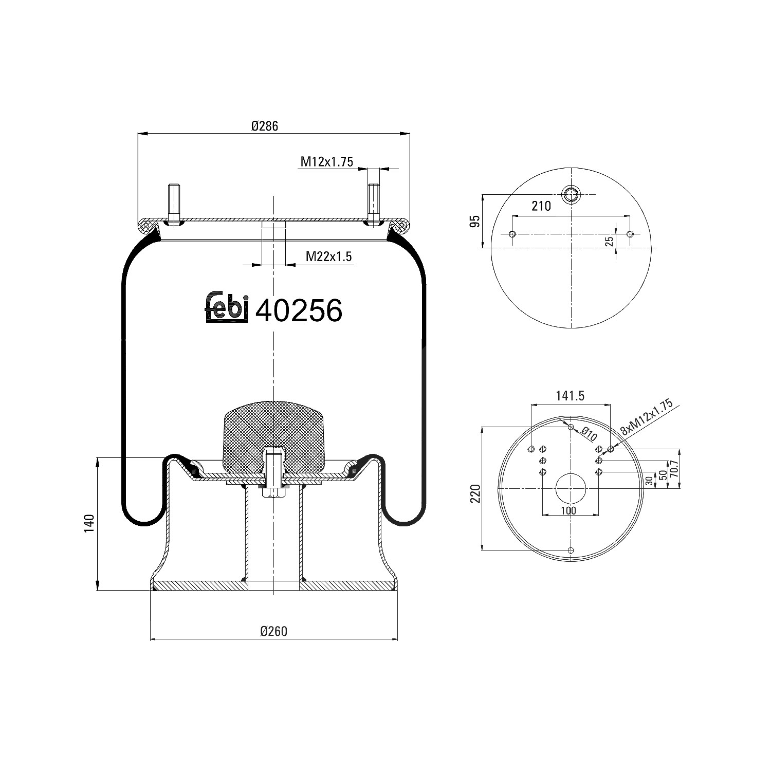 Febi Bilstein Federbalg, Luftfederung [Hersteller-Nr. 40256]