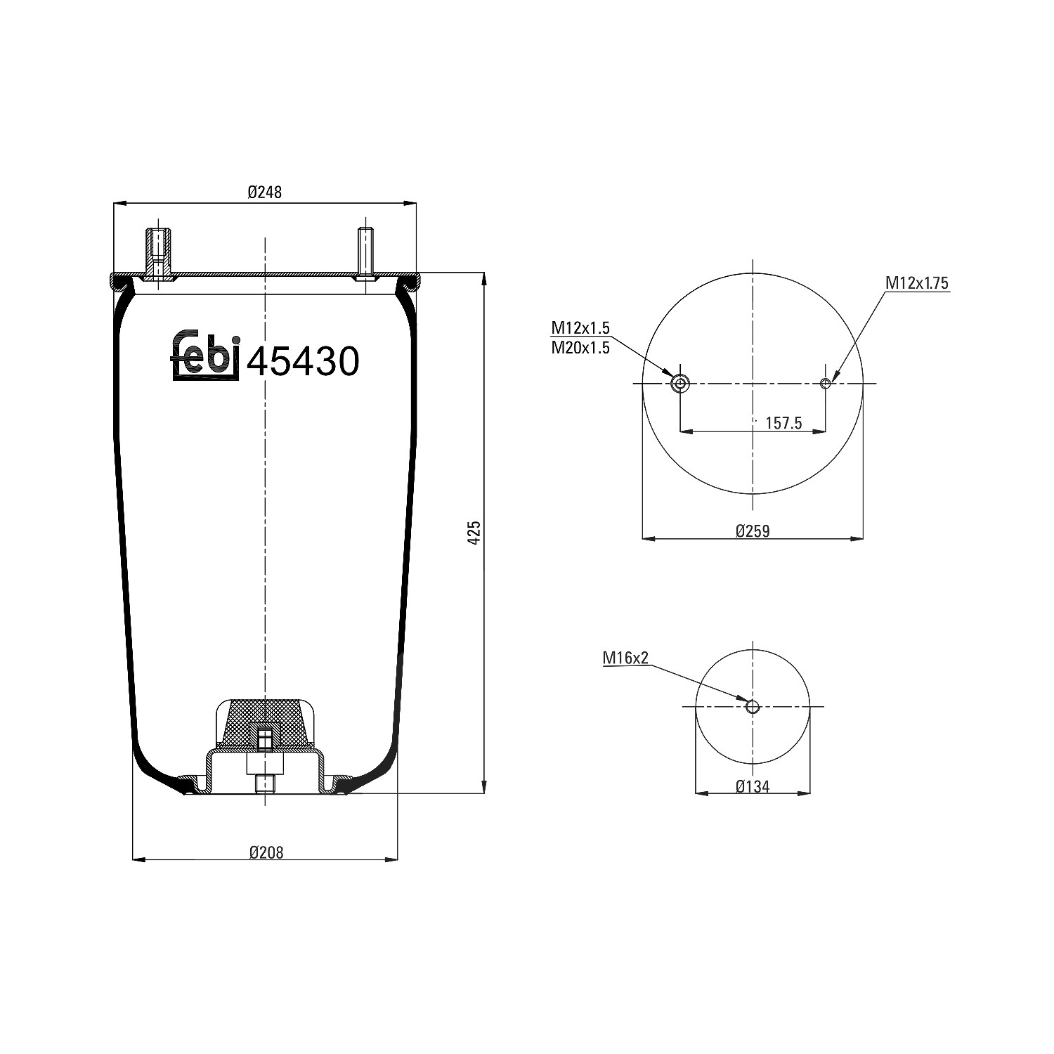 Febi Bilstein Federbalg, Luftfederung [Hersteller-Nr. 45430]