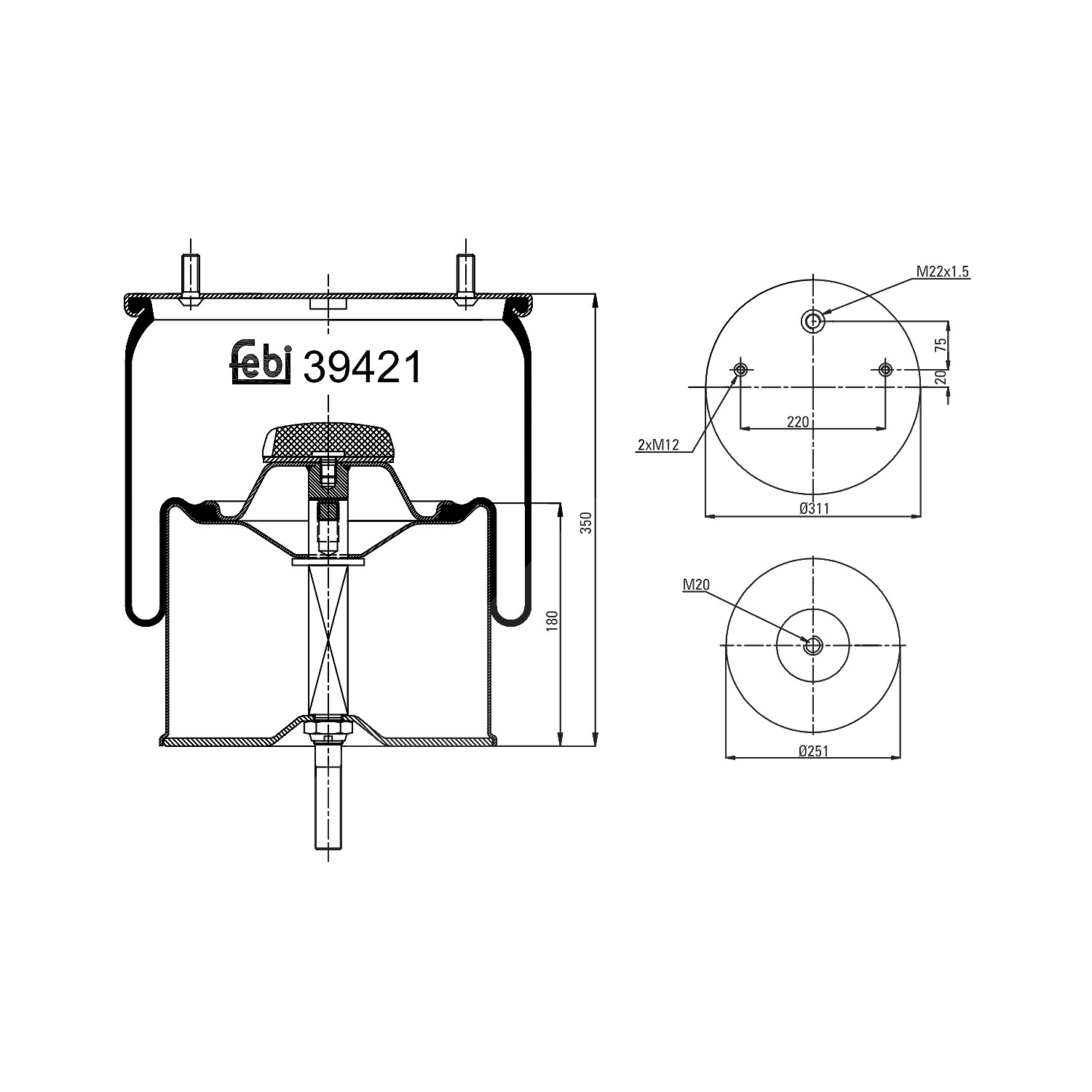 Febi Bilstein Federbalg, Luftfederung [Hersteller-Nr. 39421]