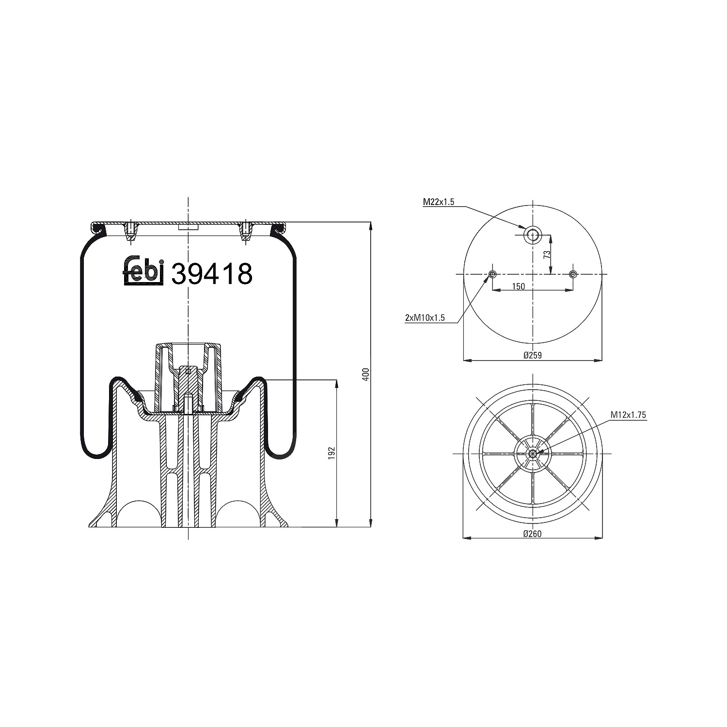 Febi Bilstein Federbalg, Luftfederung [Hersteller-Nr. 39418]