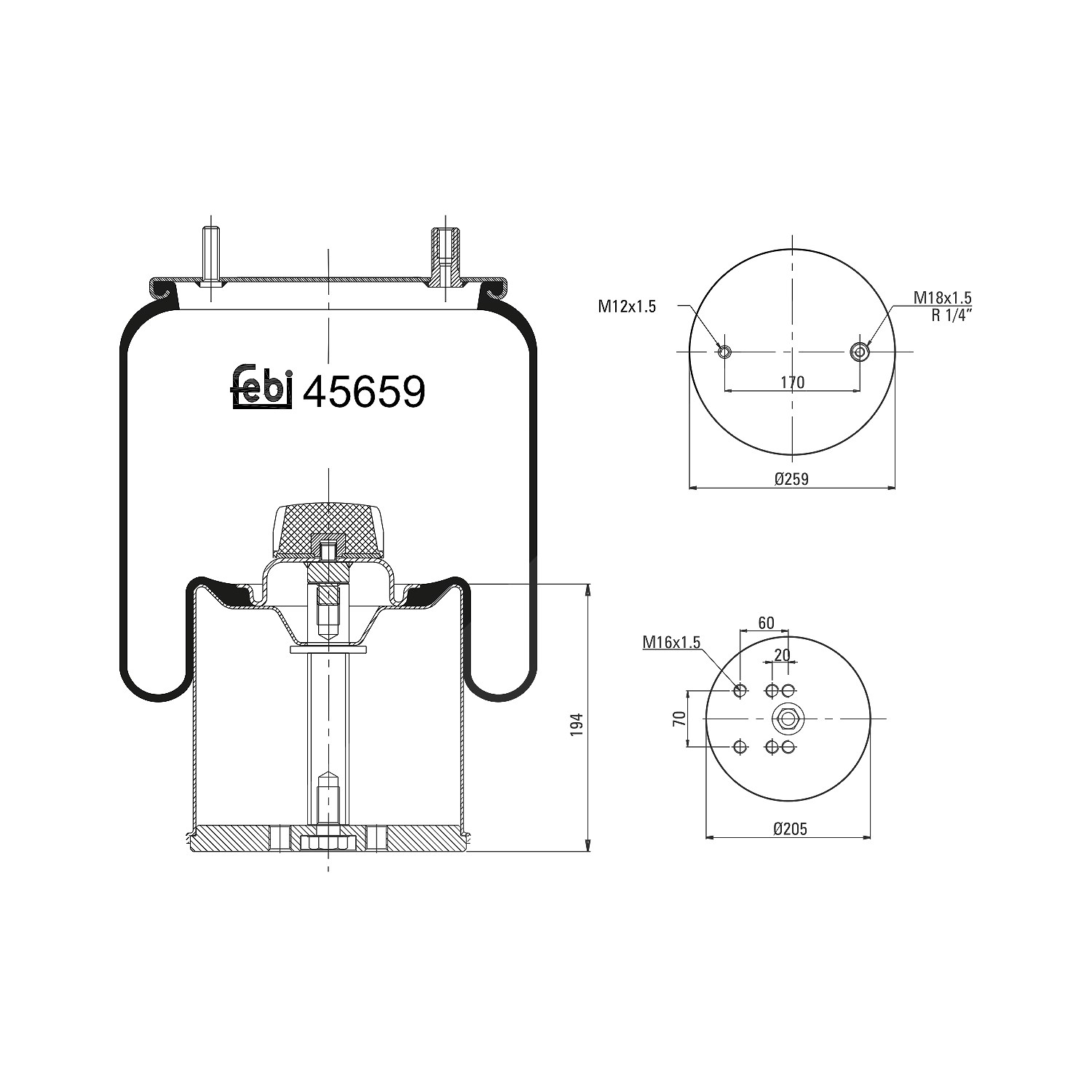 Febi Bilstein Federbalg, Luftfederung [Hersteller-Nr. 45659]