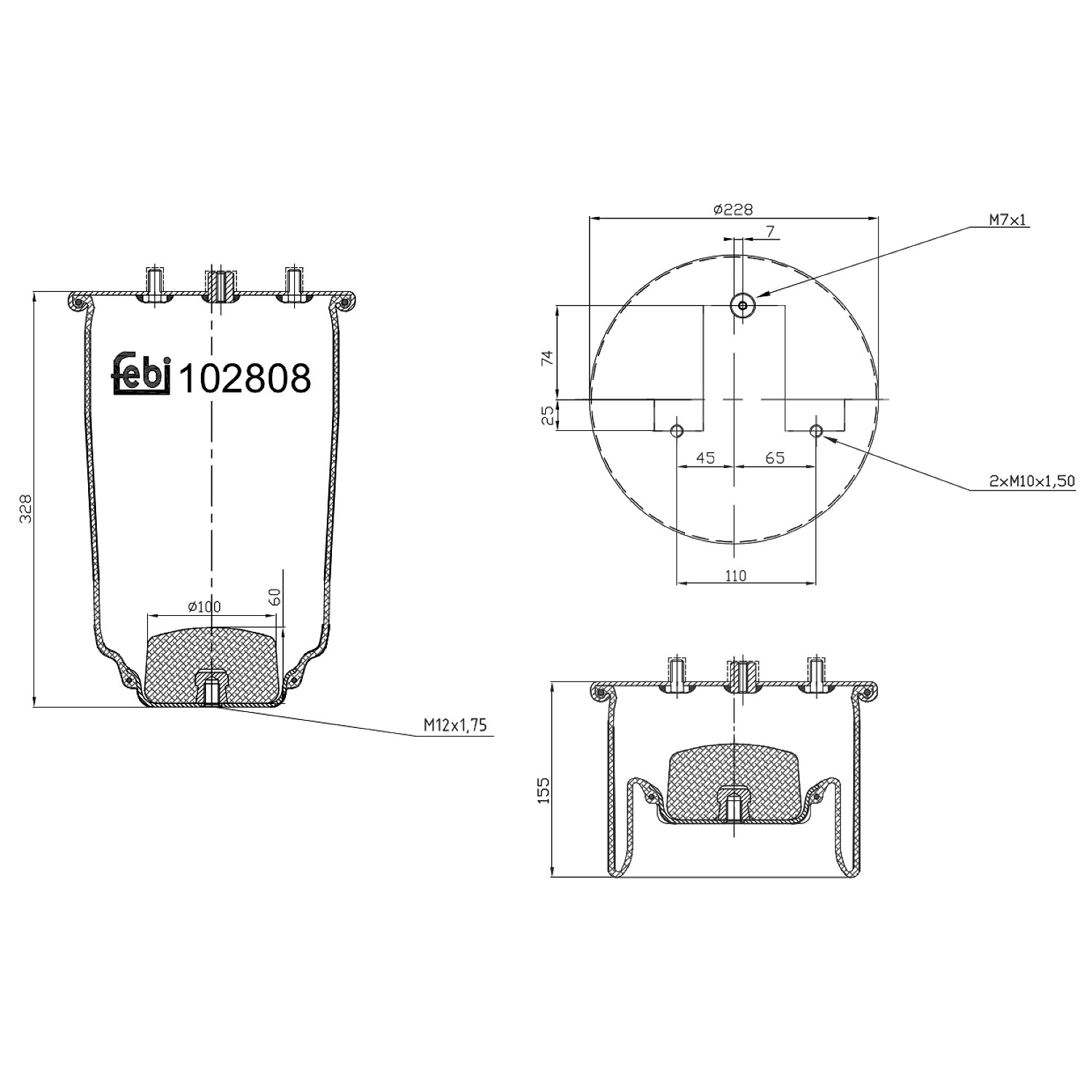 Febi Bilstein Federbalg, Luftfederung [Hersteller-Nr. 102808] für Iveco