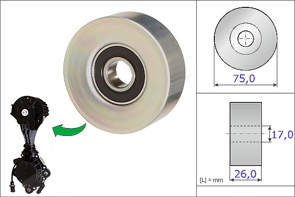 Schaeffler Ina Umlenk-/Führungsrolle, Keilrippenriemen [Hersteller-Nr. 532067610] für Ds, Peugeot, Vauxhall, Mini, Opel, BMW, Citroën