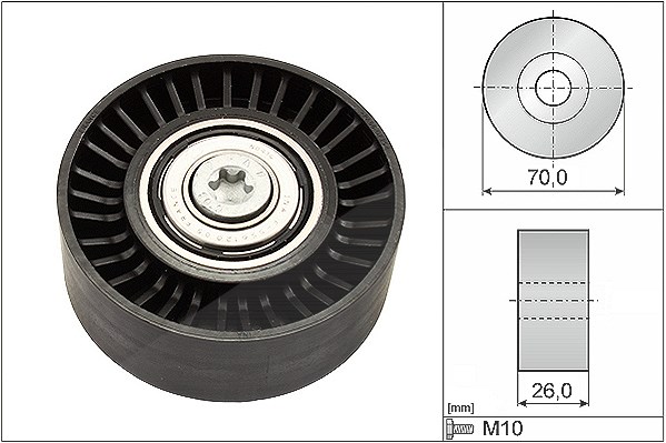Schaeffler Ina Umlenk-/Führungsrolle, Keilrippenriemen [Hersteller-Nr. 532050510] für Chrysler, Cadillac, Opel, Saab, Lancia, Vauxhall, Fiat, Suzuki,