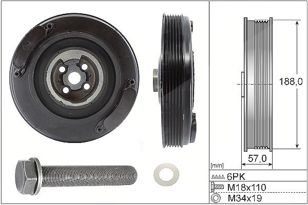 Schaeffler Ina Riemenscheibensatz, Kurbelwelle [Hersteller-Nr. 544000220] für Audi, VW, Ford, Volvo