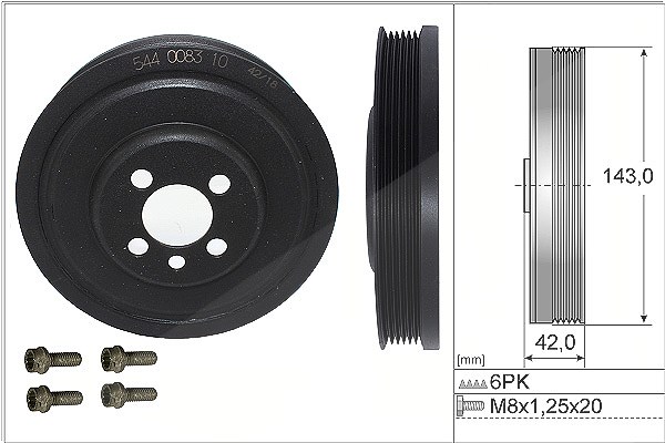Schaeffler Ina Riemenscheibensatz, Kurbelwelle [Hersteller-Nr. 544008320] für Seat, Mitsubishi, Cupra, Audi, Ford, VW, Skoda