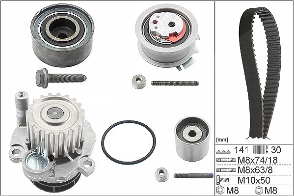 Schaeffler Ina Wasserpumpe + Zahnriemensatz [Hersteller-Nr. 530040530] für Mitsubishi, Chrysler, Seat, VW, Jeep, Audi, Skoda, Dodge