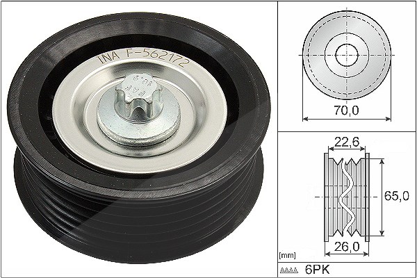 Schaeffler Ina Umlenk-/Führungsrolle, Keilrippenriemen [Hersteller-Nr. 532053110] für Fiat, Opel, Suzuki, Ford, Saab, Vauxhall, Cadillac