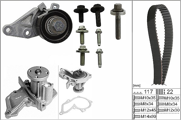 Schaeffler Ina Wasserpumpe + Zahnriemensatz [Hersteller-Nr. 530014030] für Mazda, Ford, Volvo
