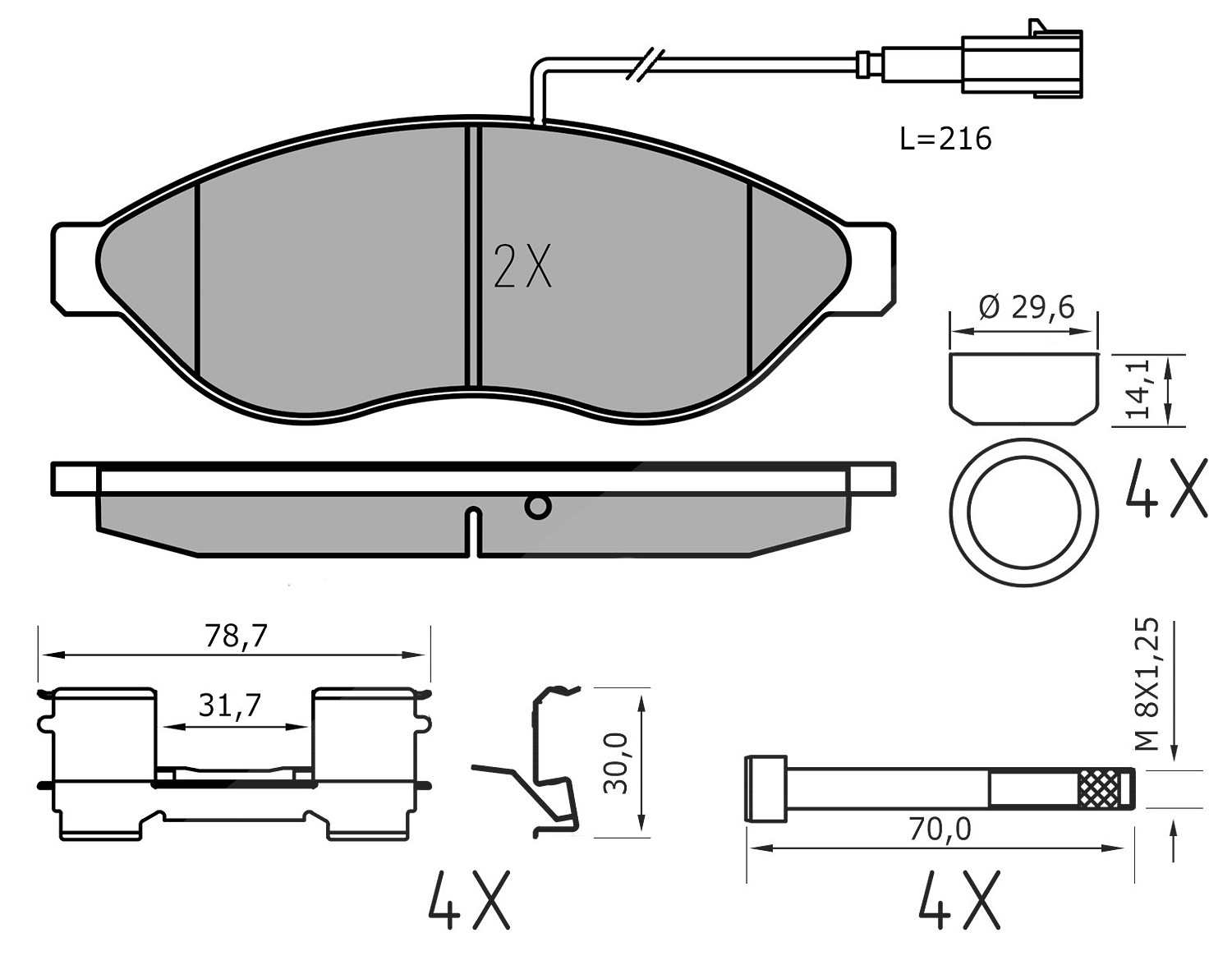 Meyle Bremsbelagsatz, Scheibenbremse [Hersteller-Nr. 0252446819-2/PD] für Fiat, Citroën, Peugeot