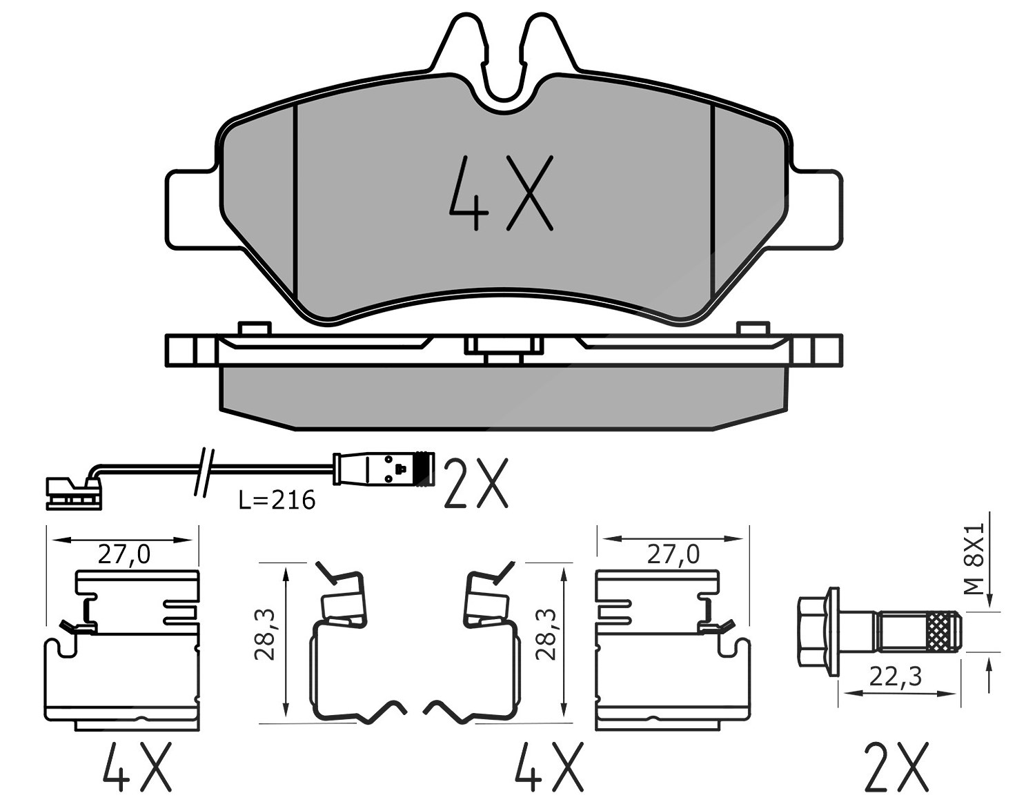 Meyle Bremsbelagsatz, Scheibenbremse [Hersteller-Nr. 0252919019/PD] für VW, Mercedes-Benz