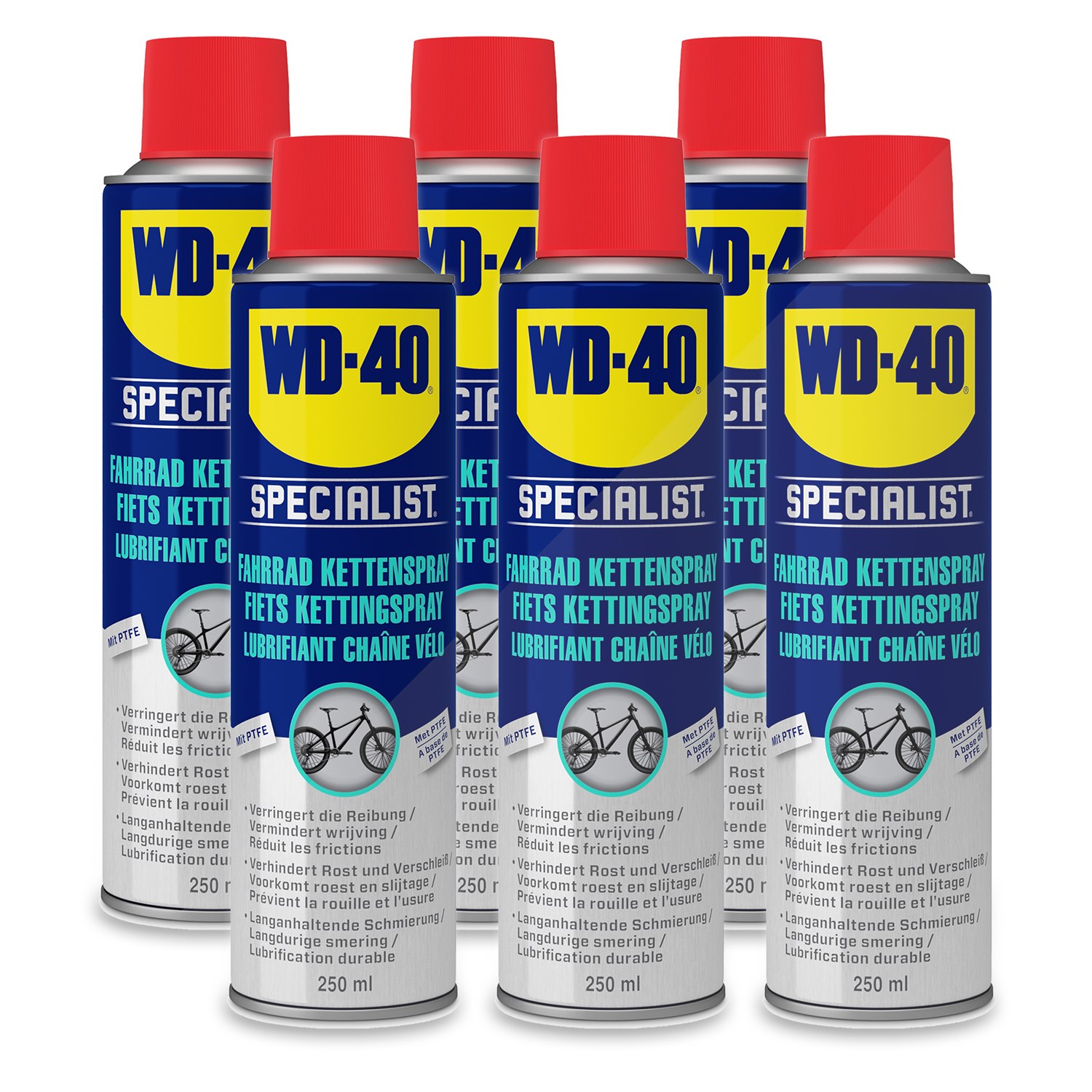 Wd-40 6x 250ml Fahrrad Kettenspray [Hersteller-Nr. 49703/NBA]