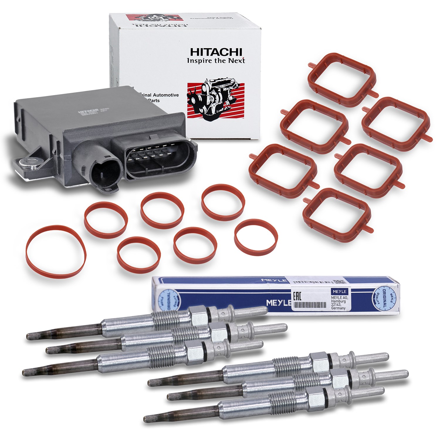 Meyle Steuergerät Glühzeit + 6x Glühkerze + Dichtungssatz [Hersteller-Nr. 40391262] für BMW