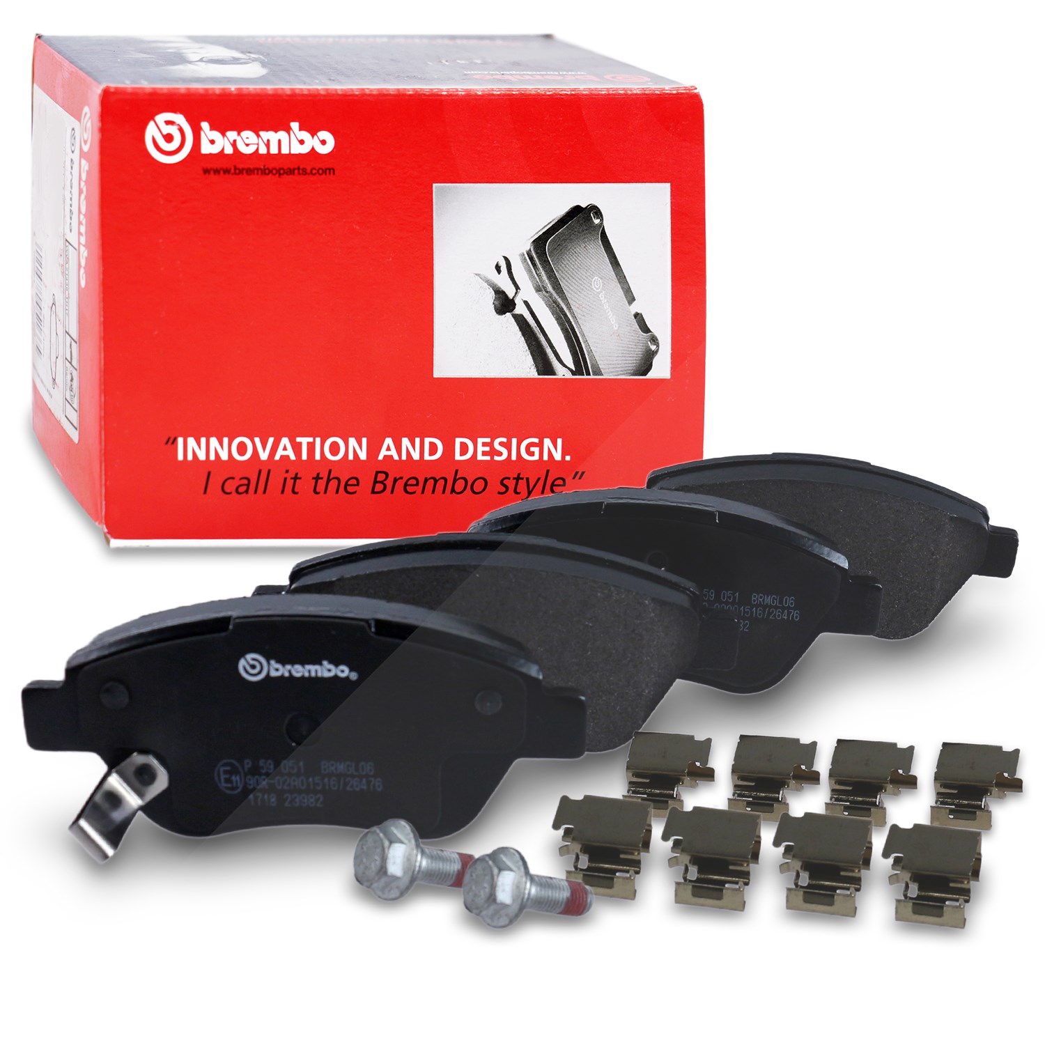 Brembo Bremsbelagsatz Vorderachse [Hersteller-Nr. P59051] für Opel, Vauxhall, Fiat, German E Cars