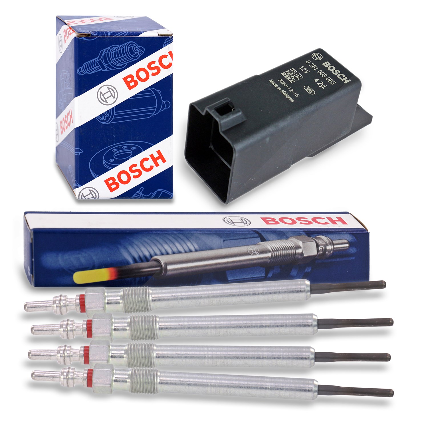 Bosch Steuergerät Glühzeit + 4x Glühkerze [Hersteller-Nr. 40391226] für Audi, VW, Skoda, Seat