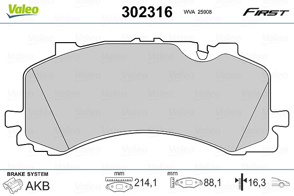 Valeo Bremsbelagsatz, Scheibenbremse [Hersteller-Nr. 302316] für Audi, VW