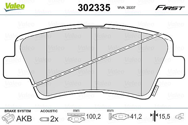 Valeo Bremsbelagsatz, Scheibenbremse [Hersteller-Nr. 302335] für Kia, Ssangyong, Hyundai