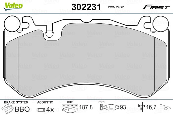 Valeo Bremsbelagsatz, Scheibenbremse [Hersteller-Nr. 302231] für Mercedes-Benz