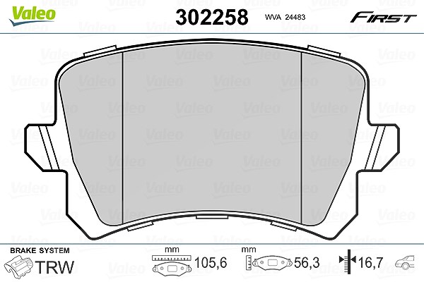 Valeo Bremsbelagsatz, Scheibenbremse [Hersteller-Nr. 302258] für Seat, VW, Audi
