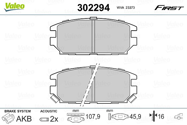 Valeo Bremsbelagsatz, Scheibenbremse [Hersteller-Nr. 302294] für Dodge, Mitsubishi