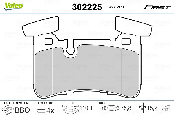 Valeo Bremsbelagsatz, Scheibenbremse [Hersteller-Nr. 302225] für Mercedes-Benz