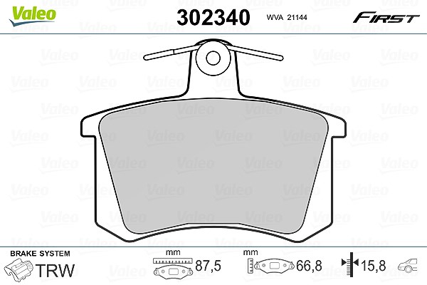 Valeo Bremsbelagsatz, Scheibenbremse [Hersteller-Nr. 302340] für Fiat, Lancia, Audi