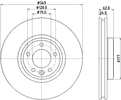 Hella 1x Bremsscheibe [Hersteller-Nr. 8DD355132-551] für Land Rover