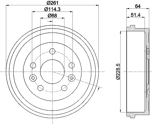 Hella 1x Bremstrommel [Hersteller-Nr. 8DT355303-151] für Dacia, Renault, Nissan