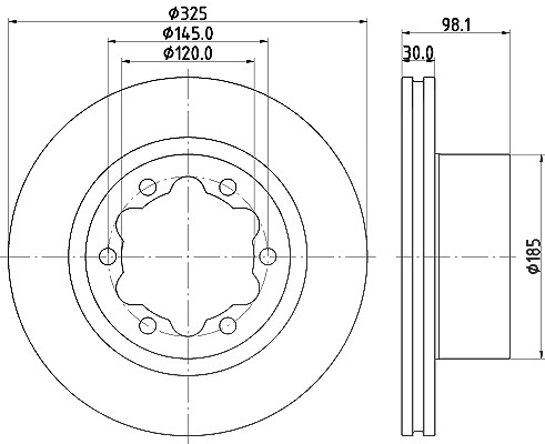 Hella 1x Bremsscheibe [Hersteller-Nr. 8DD355132-201] für VW, Man