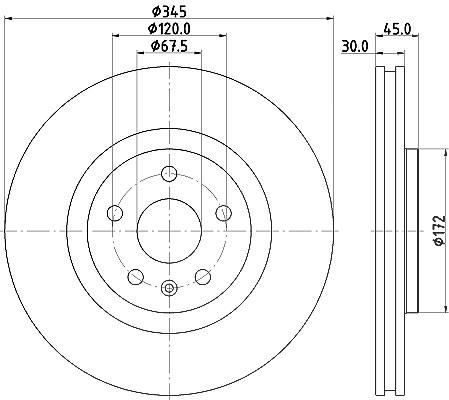 Hella 1x Bremsscheibe [Hersteller-Nr. 8DD355132-621] für Opel, Vauxhall