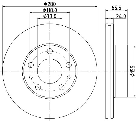 Hella 1x Bremsscheibe [Hersteller-Nr. 8DD355132-141] für Citroën, Fiat