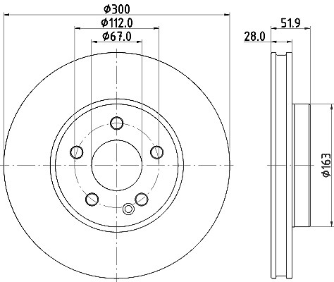 Hella 1x Bremsscheibe [Hersteller-Nr. 8DD355126-511] für Mercedes-Benz
