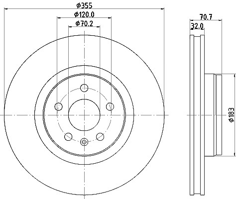Hella 1x Bremsscheibe [Hersteller-Nr. 8DD355132-931] für Tesla