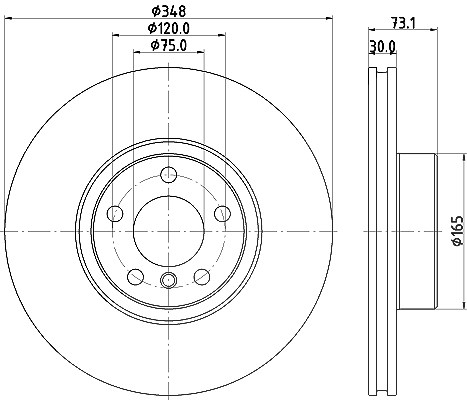 Hella 1x Bremsscheibe [Hersteller-Nr. 8DD355133-201] für BMW