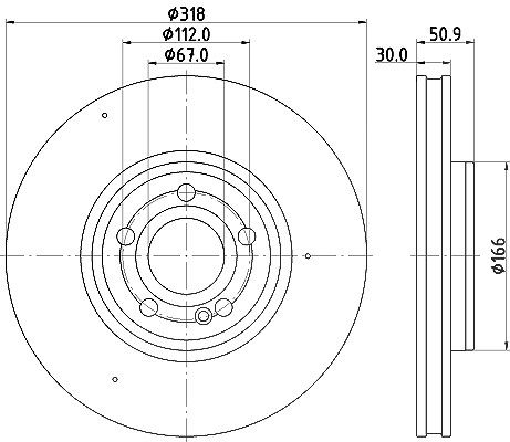 Hella 1x Bremsscheibe [Hersteller-Nr. 8DD355133-051] für Mercedes-Benz