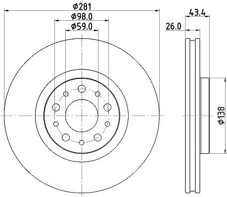 Hella 1x Bremsscheibe [Hersteller-Nr. 8DD355132-131] für Fiat