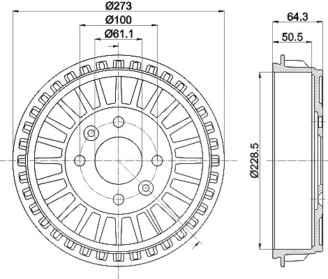 Hella 1x Bremstrommel [Hersteller-Nr. 8DT355303-201] für Smart, Renault