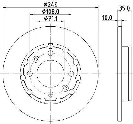 Hella 1x Bremsscheibe [Hersteller-Nr. 8DD355133-571] für Peugeot, Citroën, Opel, Ds