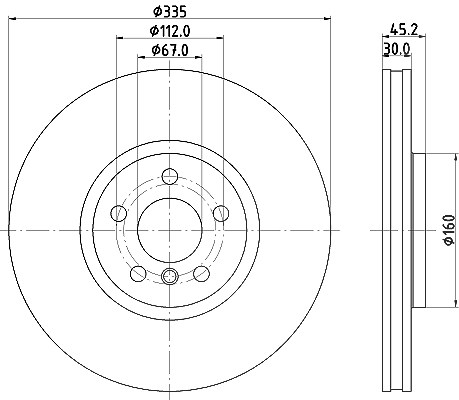 Hella 1x Bremsscheibe [Hersteller-Nr. 8DD355133-111] für BMW, Mini