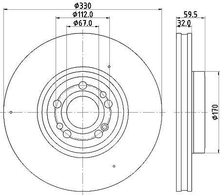 Hella 1x Bremsscheibe [Hersteller-Nr. 8DD355132-331] für Mercedes-Benz