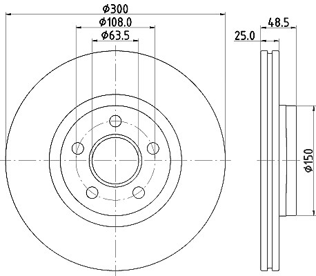Hella 1x Bremsscheibe [Hersteller-Nr. 8DD355133-531] für Ford