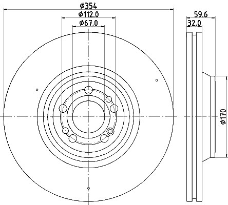 Hella 1x Bremsscheibe [Hersteller-Nr. 8DD355132-221] für Mercedes-Benz